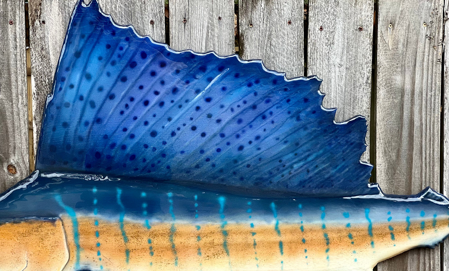 Atlantic Sailfish — Handcrafted Solid Oak Wall Art (72”)