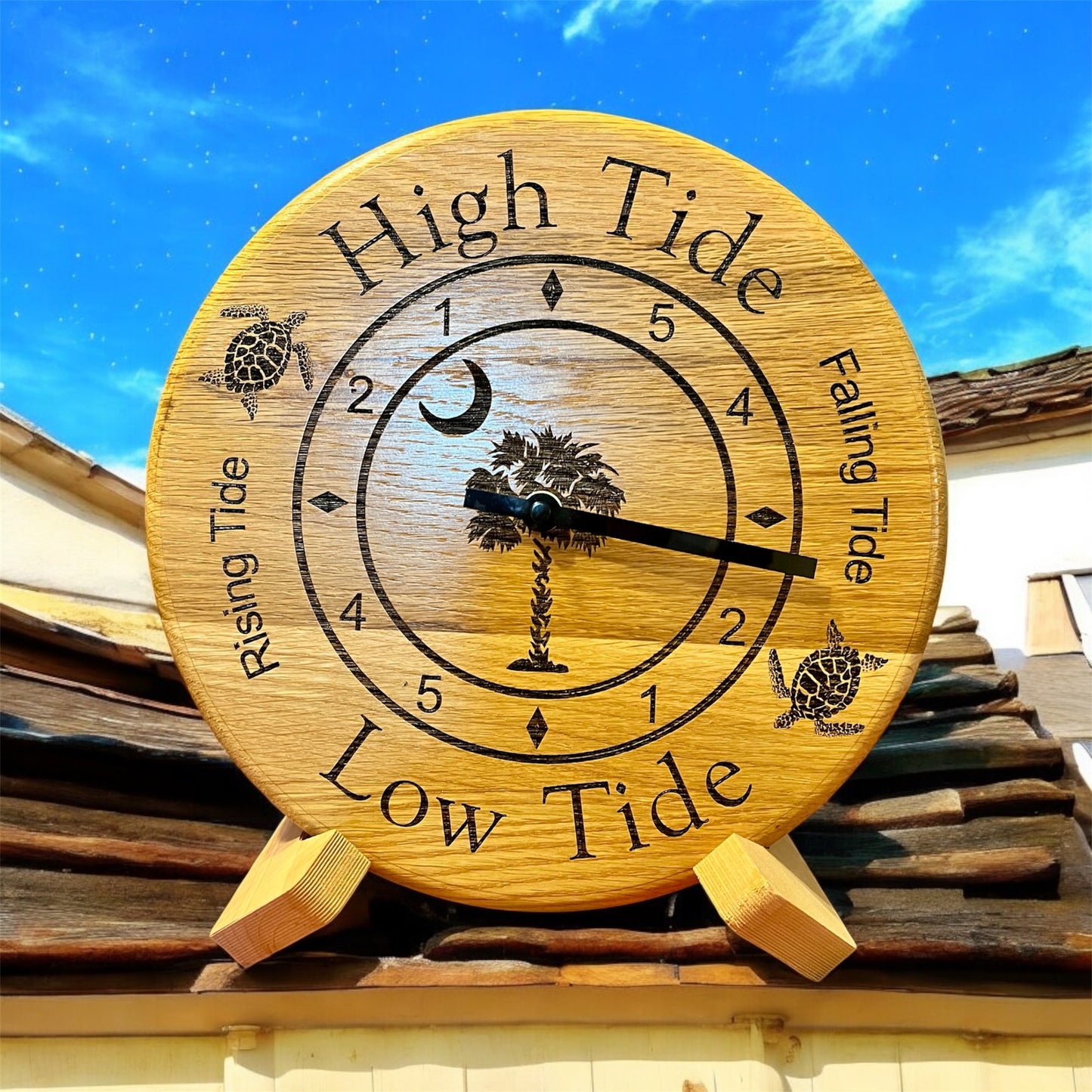 South Carolina Palm and Moon Sea Turtle  Tide Clock