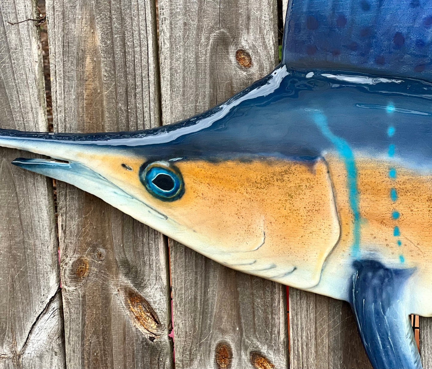 Atlantic Sailfish — Handcrafted Solid Oak Wall Art (72”)