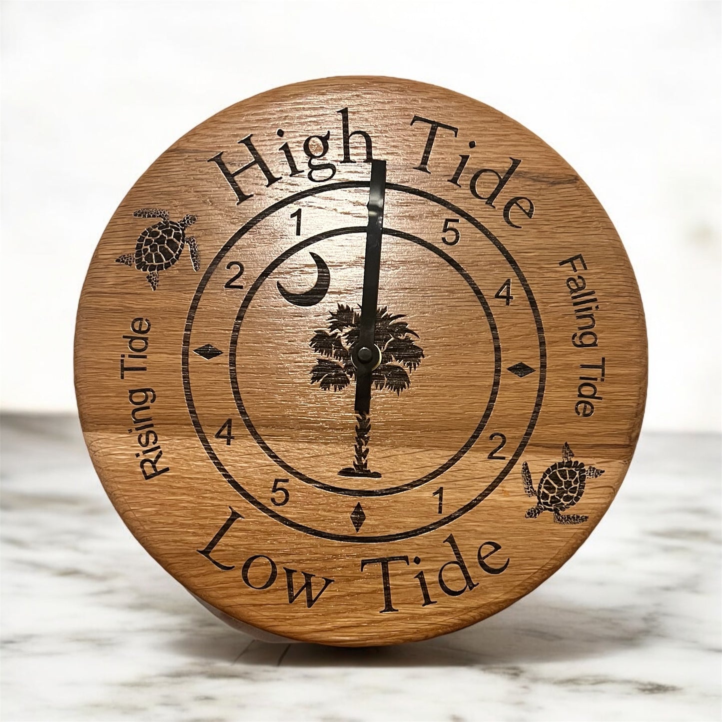 South Carolina Palm and Moon Sea Turtle  Tide Clock