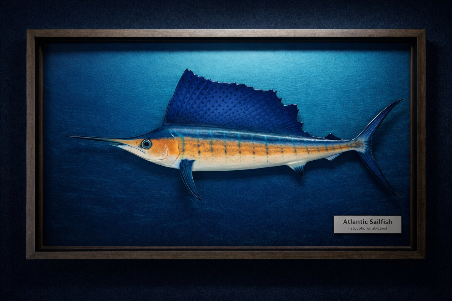 Atlantic Sailfish — Handcrafted Solid Oak Wall Art (72”)