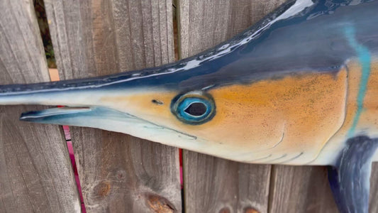 Atlantic Sailfish — Handcrafted Solid Oak Wall Art (72”)