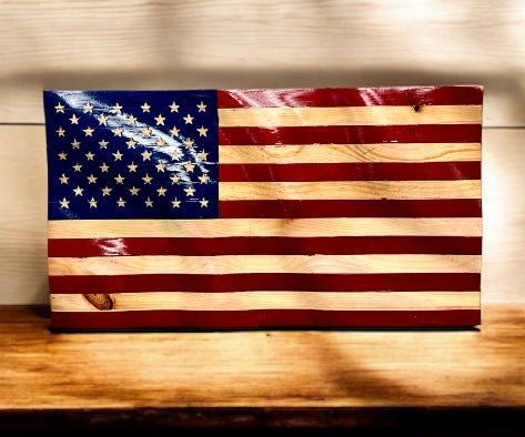 WAVY WOODEN AMERICAN FLAG
